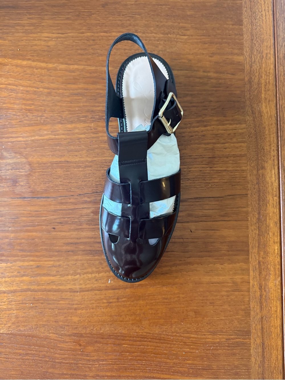 J. Crew Women's Dark Brown Leather Buckle Fisherman Sandals - Picture 3 of 3